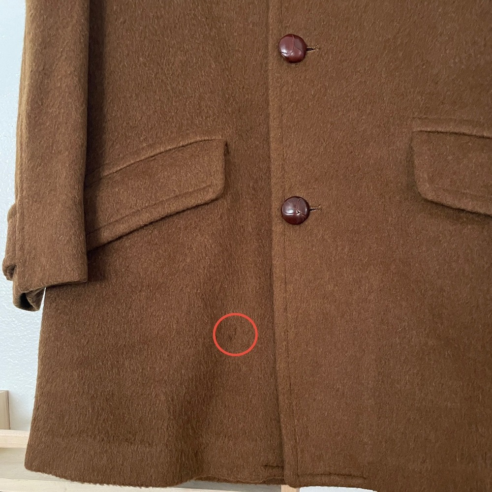 Vintage Pendleton Wool Car Coat Brown Faux Fur Collar Overcoat Mens L - Picture 8 of 10